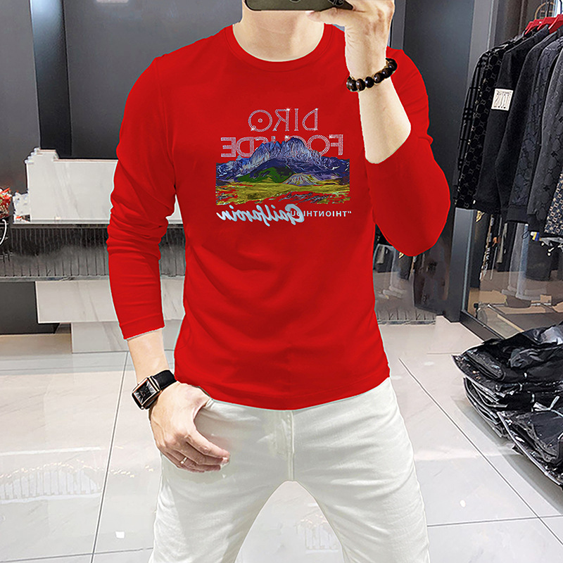 Men Long Sleeve T-Shirt Mounta - Undershirt Crew Neck 评论和价格
