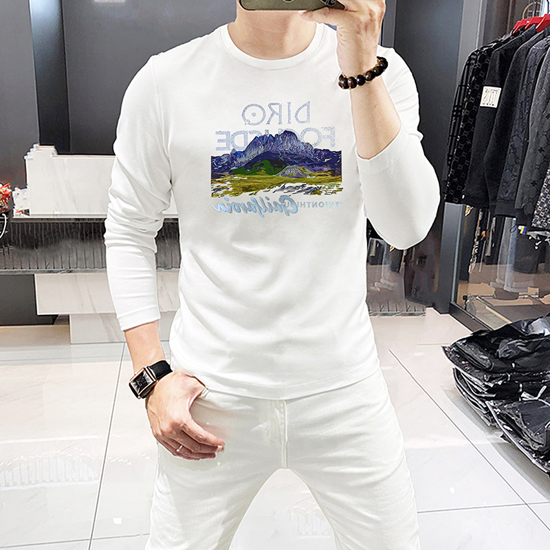 Men Long Sleeve T-Shirt Mounta - Undershirt Crew Neck 评论和价格